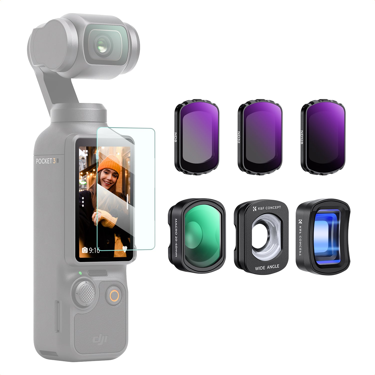 Magnetic Filters Kit for DJI Osmo Pocket 3, 1.2X Anamorphic Lens + 10X Macro Lens + Wide-Angle Lens + ND8 + ND32 + ND128, 6 Pack Filter Set Optical Glass Magnetic Alloy Frame Magnetic Filters Kit for DJI Osmo Pocket 3, 1.2X Anamorphic Lens + 10X Macro Lens + Wide-Angle Lens + ND8 + ND32 + ND128, 6 Pack Filter Set Optical Glass Magnetic Alloy Frame